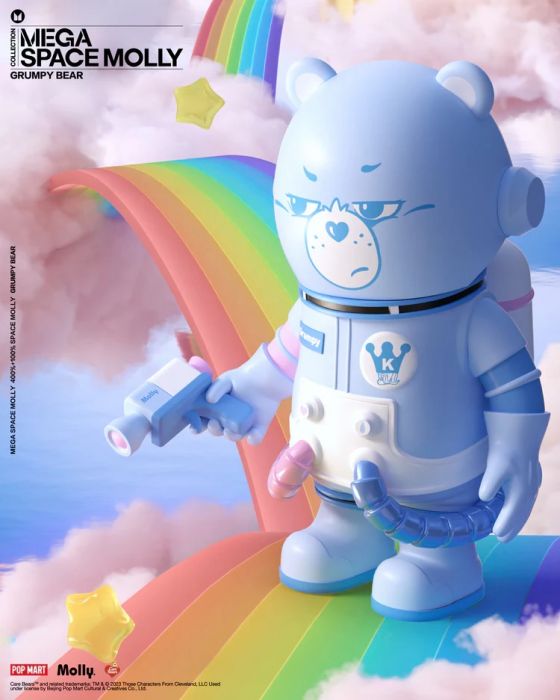 Pop Mart 泡泡瑪特 Care Bears Mega 珍藏系列 - 400% + 100% SPACE MOLLY x 易怒熊 Grumpy Bear