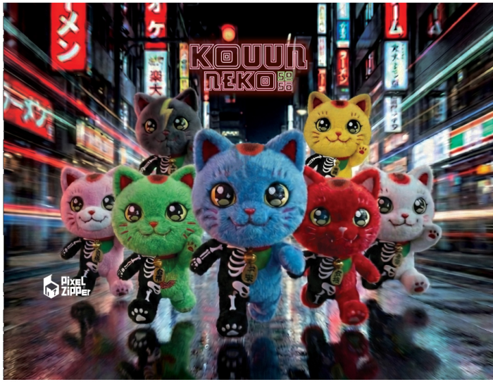 Pixel Zipper 藝術收藏 盲盒手辦 - Kouun Neko 半骷髏戰士系列