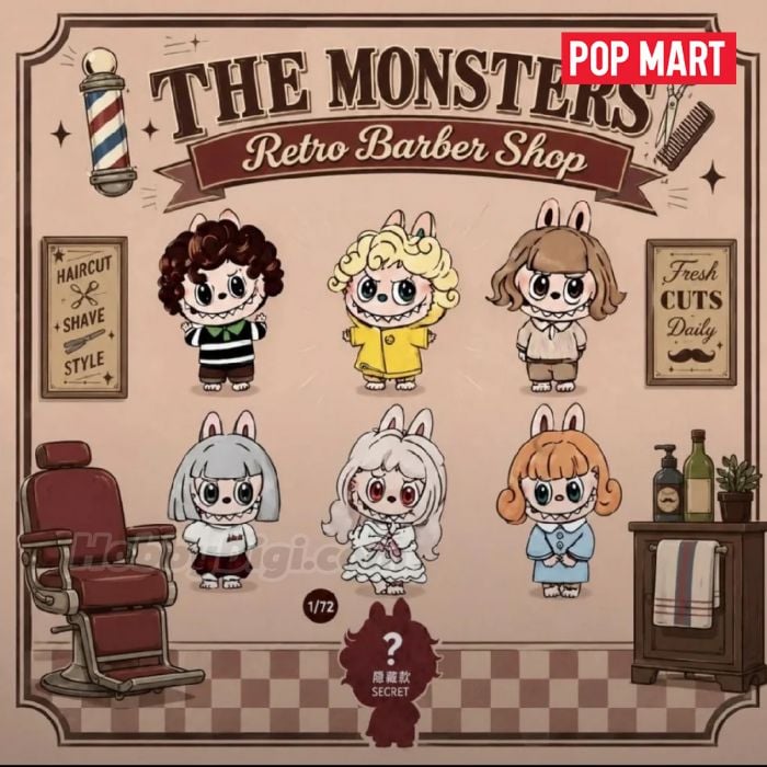 Pop Mart 泡泡瑪特盲盒搪膠毛絨掛件 - The Monsters Labubu 復古理髮店系列