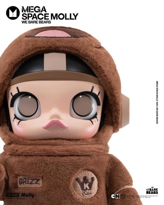 Pop Mart 泡泡瑪特 Mega 珍藏系列 - 400% Mega Space Molly X We Bare Bears 熊熊遇見你系列 (灰熊)