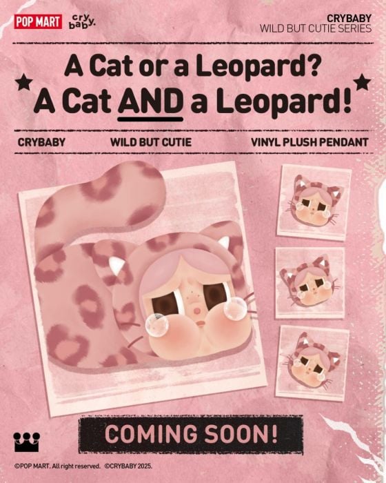 Pop Mart 泡泡瑪特搪膠毛絨公仔盲盒手辦 - CRYBABY哭娃豹豹猫猫系列